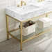 Kingsley 60" Gold Stainless Steel Bathroom Vanity - Gold White - MOD6305