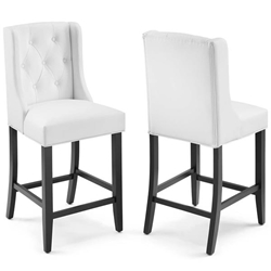 Baronet Counter Bar Stool Faux Leather Set of 2 - White 