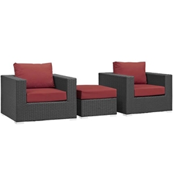 Sojourn 3 Piece Outdoor Patio Sunbrella® Sectional Set B - Canvas Red 