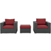 Sojourn 3 Piece Outdoor Patio Sunbrella® Sectional Set B - Canvas Red - MOD6375