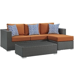 Sojourn 3 Piece Outdoor Patio Sunbrella® Sectional Set C - Canvas Tuscan 