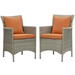 Conduit Outdoor Patio Wicker Rattan Dining Armchair Set of 2 - Light Gray Orange - MOD6396