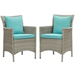 Conduit Outdoor Patio Wicker Rattan Dining Armchair Set of 2 - Light Gray Turquoise - MOD6399