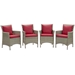 Conduit Outdoor Patio Wicker Rattan Dining Armchair Set of 4 - Light Gray Red - MOD6410