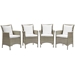 Conduit Outdoor Patio Wicker Rattan Dining Armchair Set of 4 - Light Gray White - MOD6412