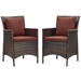 Conduit Outdoor Patio Wicker Rattan Dining Armchair Set of 2 - Brown Currant - MOD6416