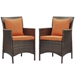 Conduit Outdoor Patio Wicker Rattan Dining Armchair Set of 2 - Brown Orange - MOD6421
