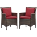 Conduit Outdoor Patio Wicker Rattan Dining Armchair Set of 2 - Brown Red - MOD6423