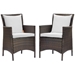 Conduit Outdoor Patio Wicker Rattan Dining Armchair Set of 2 - Brown White - MOD6425