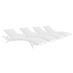 Glimpse Outdoor Patio Mesh Chaise Lounge Set of 4 - White White 