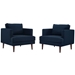 Agile Upholstered Fabric Armchair Set of 2 - Blue - MOD6513
