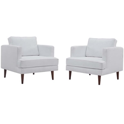 Agile Upholstered Fabric Armchair Set of 2 - White 