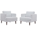 Agile Upholstered Fabric Armchair Set of 2 - White - MOD6516
