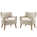 Sheer Upholstered Fabric Armchair Set of 2 - Sand - MOD6528