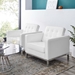 Loft Tufted Upholstered Faux Leather Armchair Set of 2 - Silver White - MOD6589