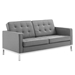 Loft Tufted Upholstered Faux Leather Loveseat and Armchair Set - Silver Gray - MOD6591
