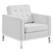Loft Tufted Upholstered Faux Leather Loveseat and Armchair Set - Silver White - MOD6594