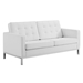 Loft Tufted Upholstered Faux Leather Sofa and Loveseat Set - Silver White - MOD6614