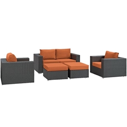 Sojourn 5 Piece Outdoor Patio Sunbrella® Sectional Set A - Canvas Tuscan 
