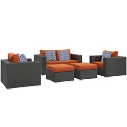 Sojourn 5 Piece Outdoor Patio Sunbrella® Sectional Set D - Canvas Tuscan 
