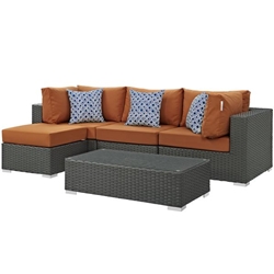Sojourn 5 Piece Outdoor Patio Sunbrella® Sectional Set F - Canvas Tuscan 