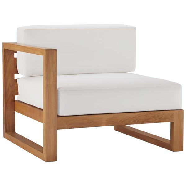 Upland Outdoor Patio Teak Wood Left-Arm Chair - Natural White 