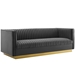 Sanguine Vertical Channel Tufted Upholstered Performance Velvet Sofa and Armchair Set - Gray - MOD6721