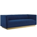 Sanguine Vertical Channel Tufted Upholstered Performance Velvet Sofa and Armchair Set - Navy - MOD6722