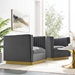 Sanguine Vertical Channel Tufted Upholstered Performance Velvet Armchair Set of 2 - Gray - MOD6727