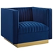 Sanguine Vertical Channel Tufted Upholstered Performance Velvet Armchair Set of 2 - Navy - MOD6728