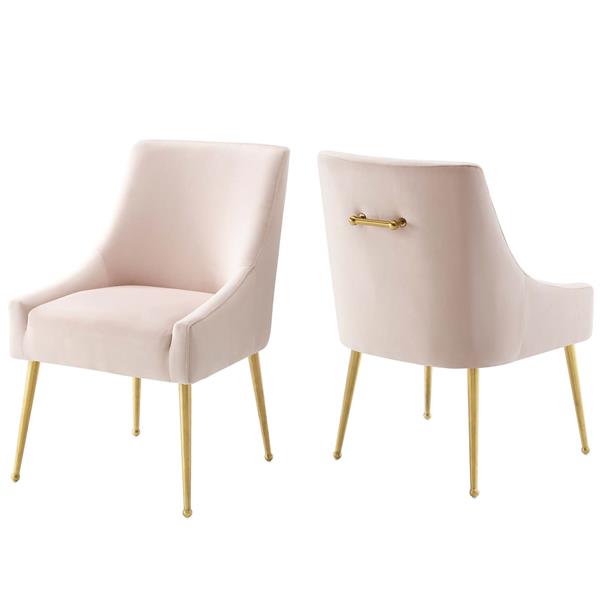 Discern Upholstered Performance Velvet Dining Chair Set of 2 - Pink 