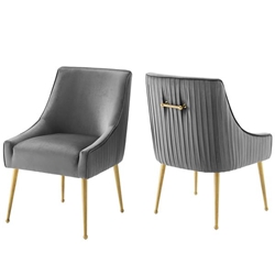 Discern Pleated Back Upholstered Performance Velvet Dining Chair Set of 2 - Gray 