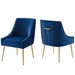 Discern Pleated Back Upholstered Performance Velvet Dining Chair Set of 2 - Navy - MOD6751