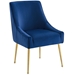 Discern Pleated Back Upholstered Performance Velvet Dining Chair Set of 2 - Navy - MOD6751