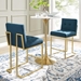 Privy Gold Stainless Steel Upholstered Fabric Counter Stool Set of 2 - Gold Azure - MOD6771