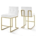 Privy Gold Stainless Steel Upholstered Fabric Counter Stool Set of 2 - Gold White - MOD6774