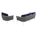 Stance 2 Piece Outdoor Patio Aluminum Sectional Sofa Set A - White Navy - MOD6836