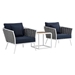 Stance 3 Piece Outdoor Patio Aluminum Sectional Sofa Set A - White Navy - MOD6843