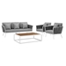 Stance 4 Piece Outdoor Patio Aluminum Sectional Sofa Set B - White Gray - MOD6849