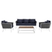 Stance 4 Piece Outdoor Patio Aluminum Sectional Sofa Set B - White Navy - MOD6852