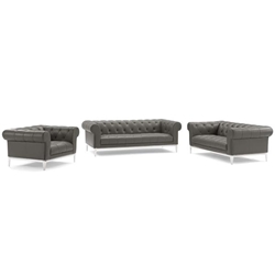 Idyll 3 Piece Upholstered Leather Set - Gray 
