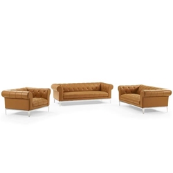 Idyll 3 Piece Upholstered Leather Set - Tan 