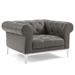 Idyll Tufted Upholstered Leather Sofa and Armchair Set - Gray - MOD6862