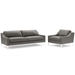 Harness Stainless Steel Base Leather Sofa & Armchair Set - Gray - MOD6874