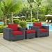 Summon 3 Piece Outdoor Patio Sunbrella® Sectional Set B - Canvas Red - MOD6948