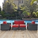 Summon 5 Piece Outdoor Patio Sunbrella® Sectional Set A - Canvas Red - MOD6987