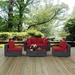 Summon 5 Piece Outdoor Patio Sunbrella® Sectional Set B - Canvas Red - MOD7017