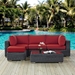 Summon 5 Piece Outdoor Patio Sunbrella® Sectional Set C - Canvas Red - MOD7018