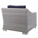 Conway Sunbrella® Outdoor Patio Wicker Rattan 2-Piece Armchair and Ottoman Set - Light Gray Navy - MOD7030