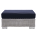 Conway Sunbrella® Outdoor Patio Wicker Rattan 2-Piece Armchair and Ottoman Set - Light Gray Navy - MOD7030